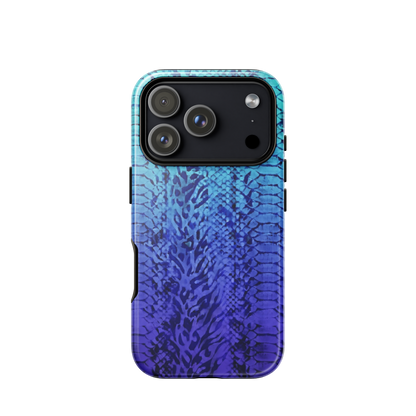 Vibrant Blue Snake & Leopard Print Tough Case for iPhone®