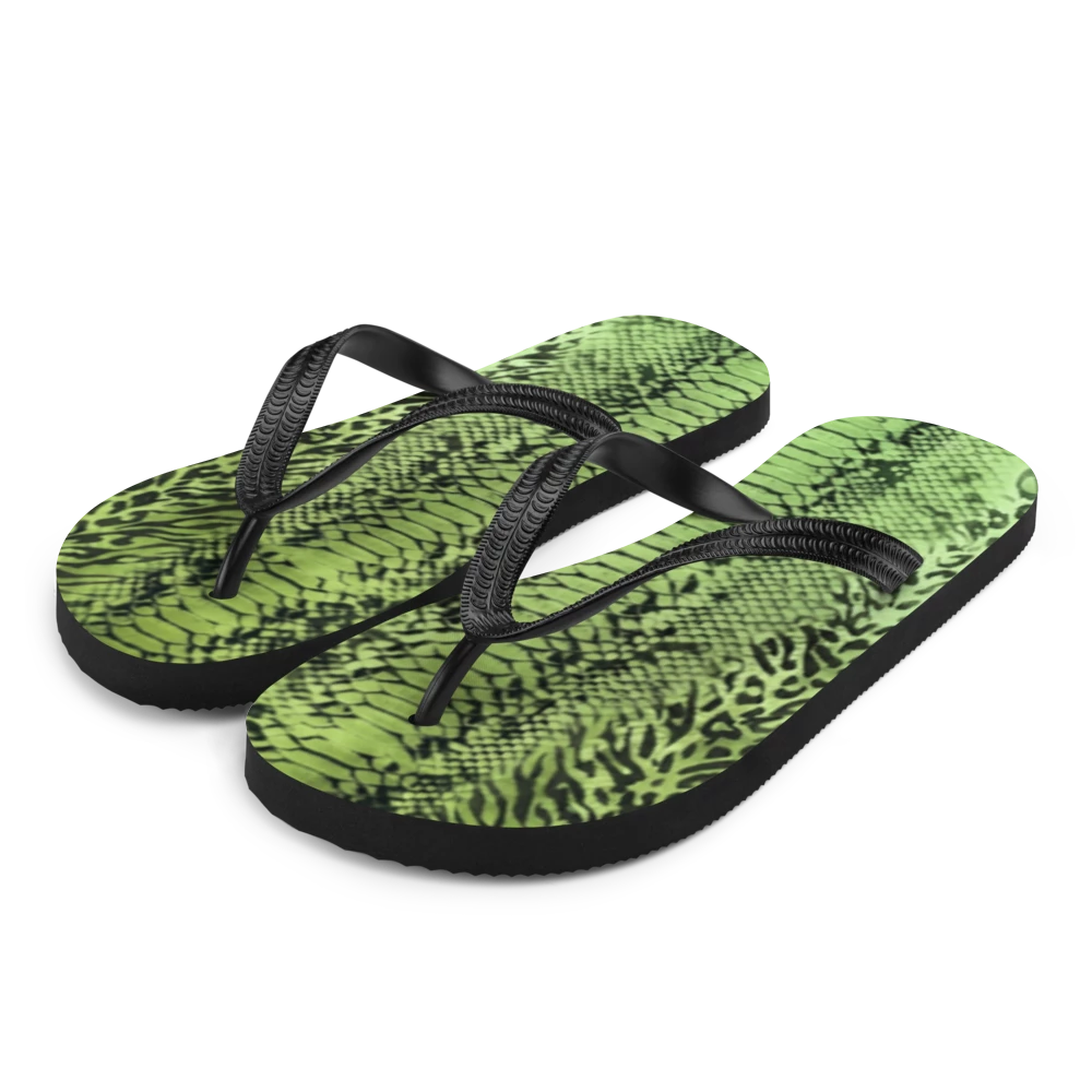 Green Snake Skin & Leopard Print Sublimation Flip Flops