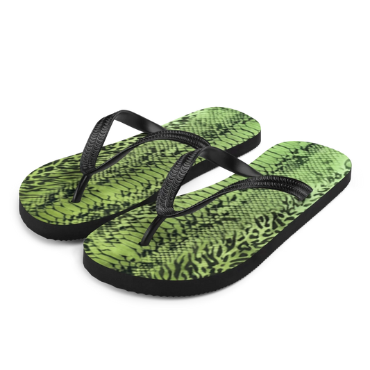Green Snake Skin & Leopard Print Sublimation Flip Flops