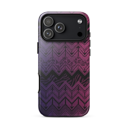 Purple to Pink Chevron Zebra & Leopard Print Tough Case for iPhone®