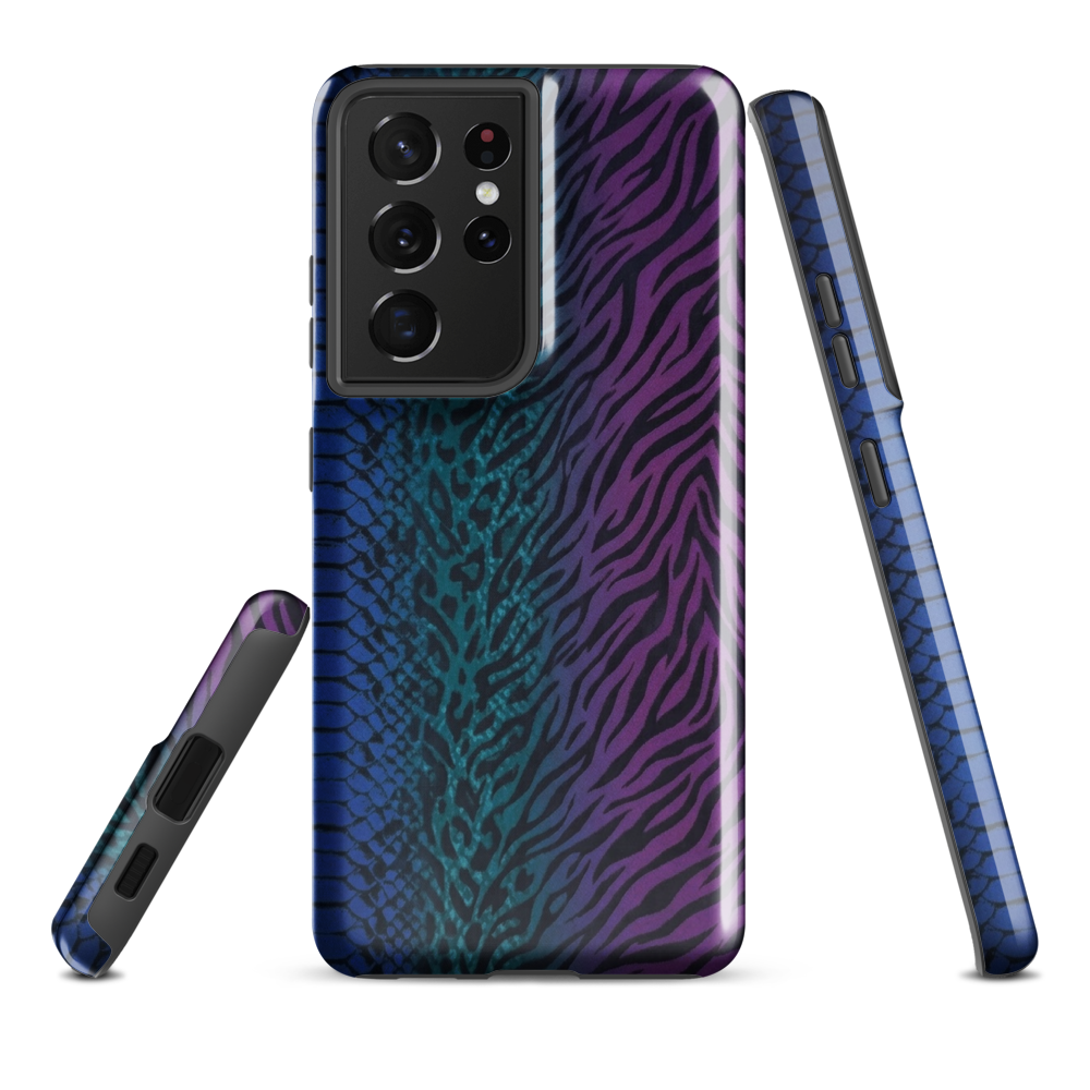 Blue to Purple Dark Snake Zebra & Leopard Print Tough Case for Samsung