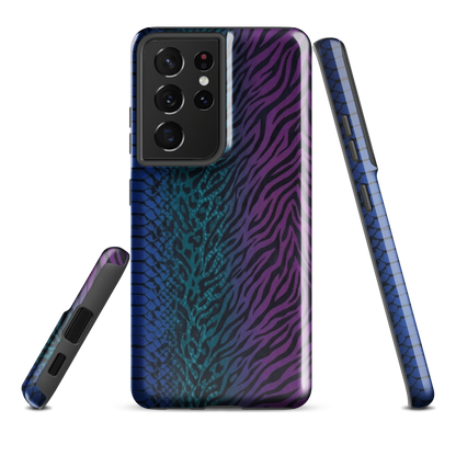Blue to Purple Dark Snake Zebra & Leopard Print Tough Case for Samsung