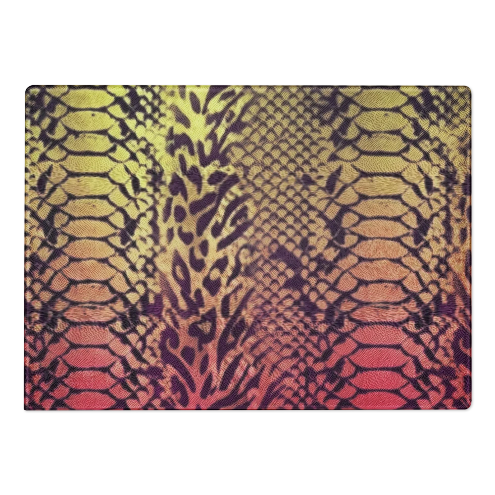 Yellow & Pink Snake Skin & Leopard Print Glass Cutting Board