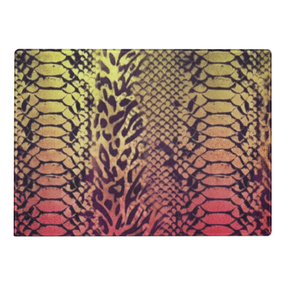 Yellow & Pink Snake Skin & Leopard Print Glass Cutting Board