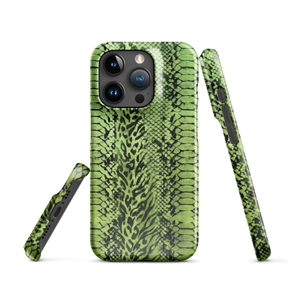 Green Snake Leopard & Zebra Print Snap Case for iPhone