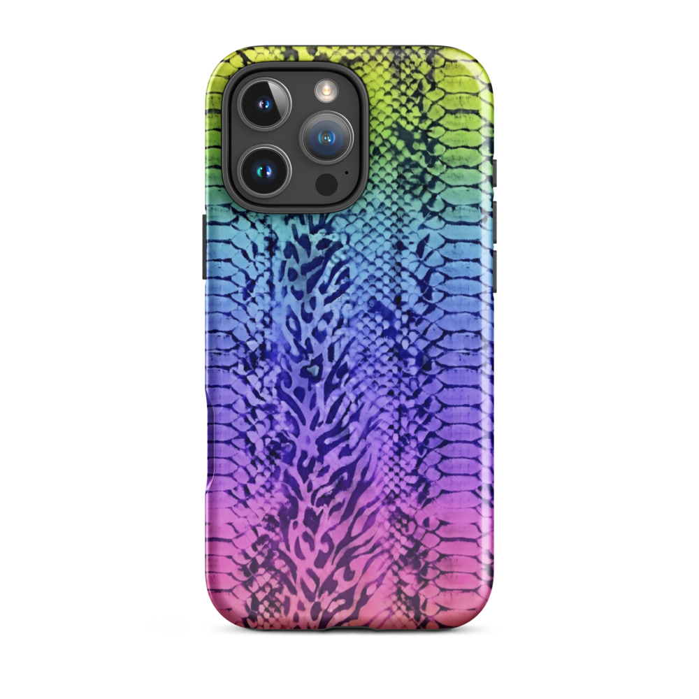 Neon Rainbow Snake Skin & Leopard Print Tough Case for iPhone®