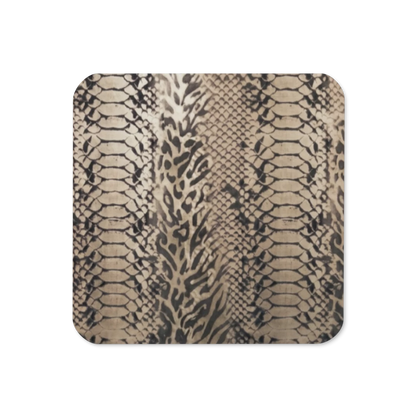 Neutral Snake Skin & Leopard Print Cork-Back Coaster