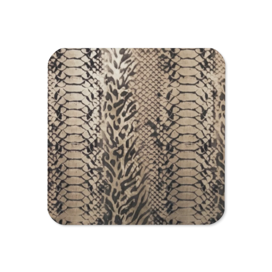 Neutral Snake Skin & Leopard Print Cork-Back Coaster